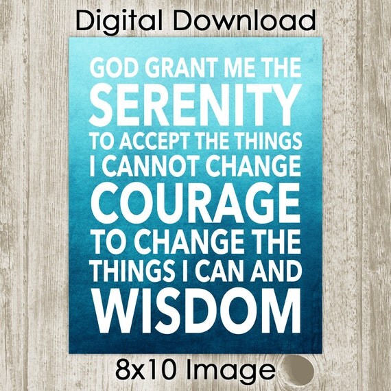 serenity prayer printable spiritual ocean blue by savvysilverart