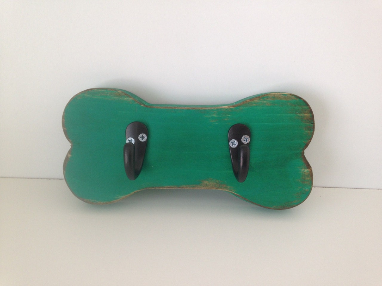 Wood dog leash holder dog bone leash holder by HappyTrailsThrift