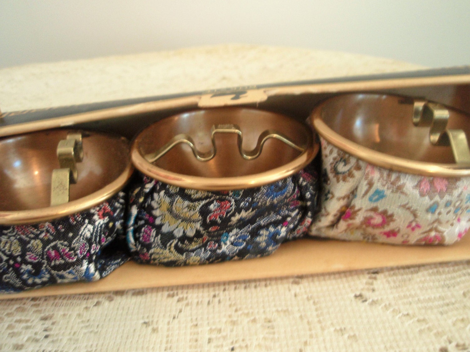 Bean Bag Ashtray set Retro tapestry bean bag ashtrays Mid