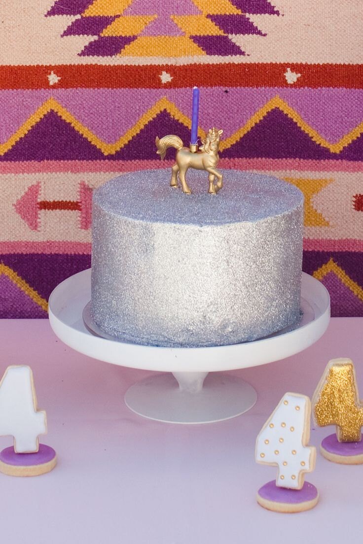 Gold Standing Unicorn Birthday Candle Holder / Cake