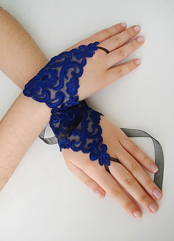 navy blue evening gloves