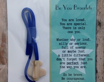 Be You Bracelet- Royal Blue w/Cream Plane - Useful in Helping With Fidgeting, Sensory Needs, Separation Anxiety, Positive Reinforcement