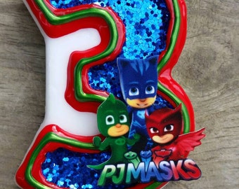 PJ Masks Birthday Candle, Owlette, Catboy, Gekko
