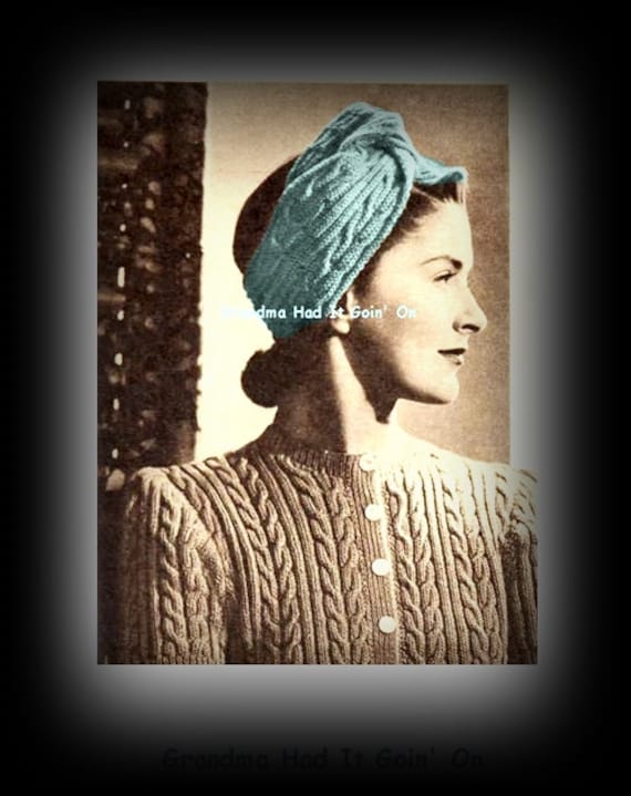 Vintage Turban Pattern Headband Knitting Pattern Ear Cover