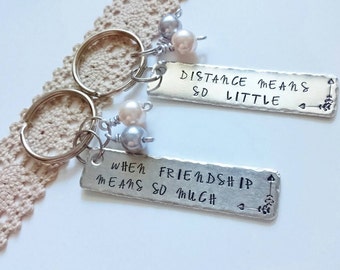 Long distance friendship gift, Best friends gift, Gift for friends, Handstamped gifts for best friends