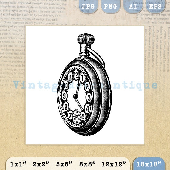 Printable Image Pocket Watch Digital by VintageRetroAntique