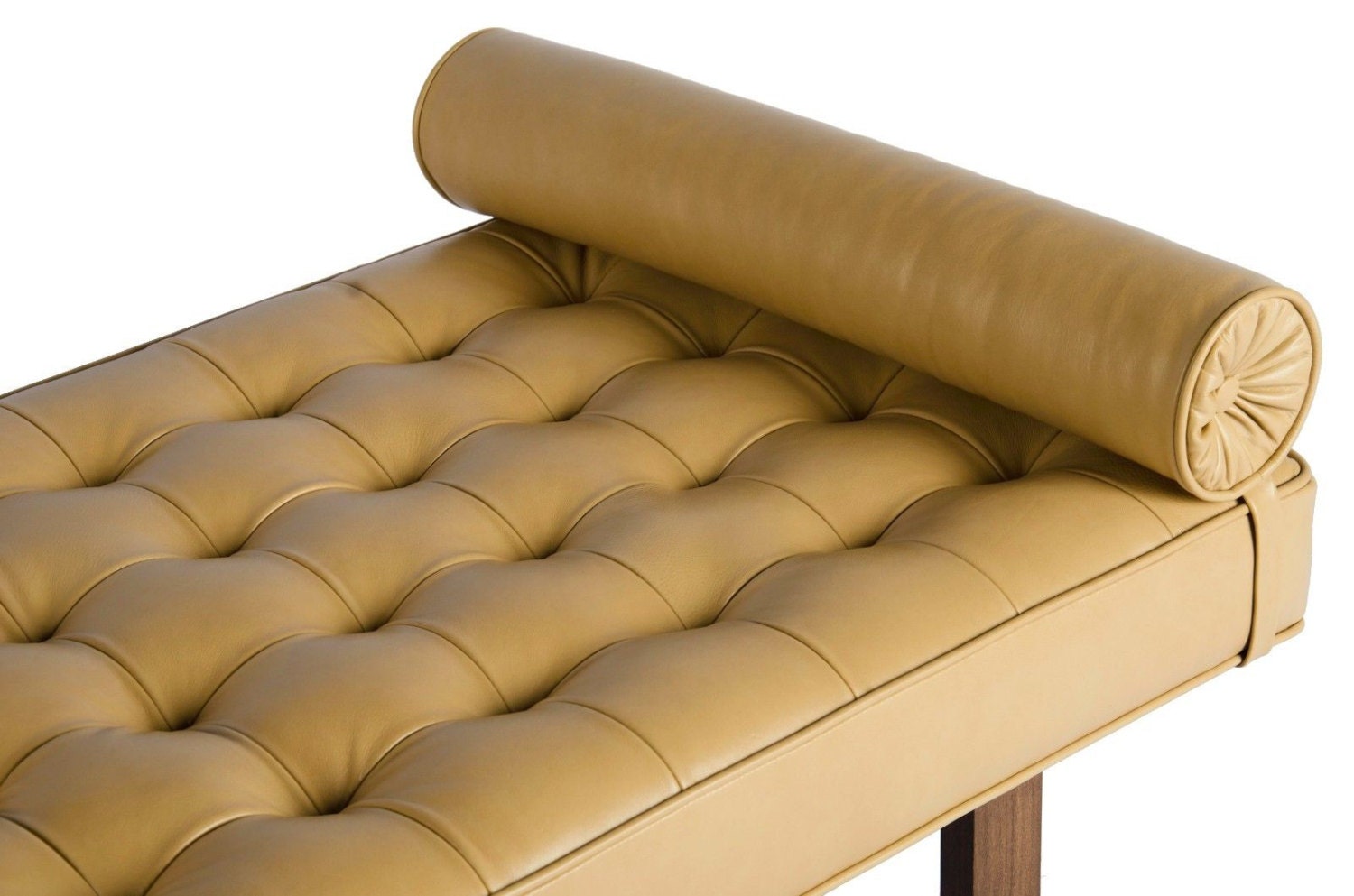 Retro Modern Tufted Leather Daybed, Lounge Chaise, Bench