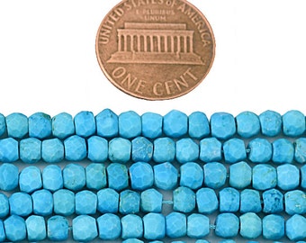 Premium faceted Turquoise Rondelle beads - 3-4mm faceted -13 inch strand Wholesale Price GemMartUSA (RLTQ-70002)