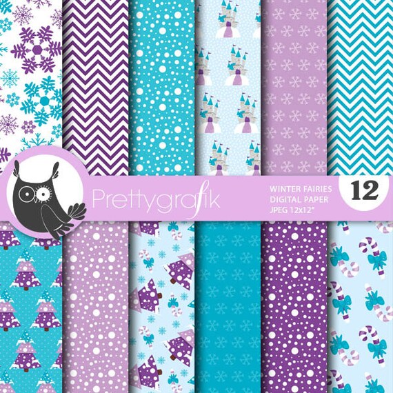 Winter fairies digital paper, commercial use, scrapbook papers, background, christmas - PS767 Il_570xn