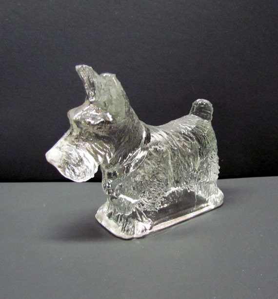 Items similar to Vintage glass dog figurine, Scottish terrier Home