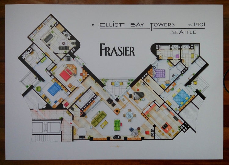 Frasier Crane's Apartment Floorplan from by TVFLOORPLANSandMORE