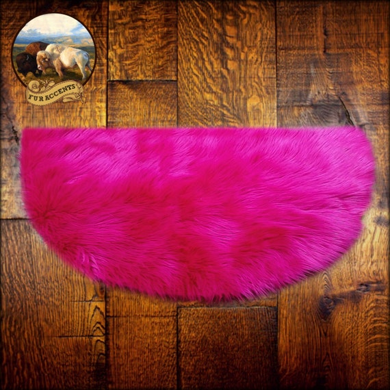 Hot Pink Shaggy Sheepskin Rug Classic Half Round by FurAccents