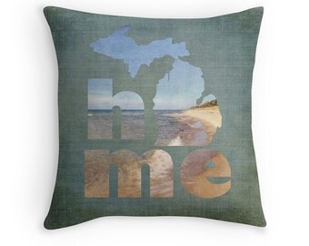 Michigan Home Pillow Cover, Lake Michigan Pillow Cover, Holland Michigan, Cabin Decor, Lake House Decor, Rustic Decor, MI Decor, West MI