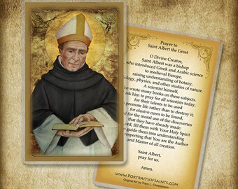 St. Albert the Great Holy Card or Wood Magnet #0272
