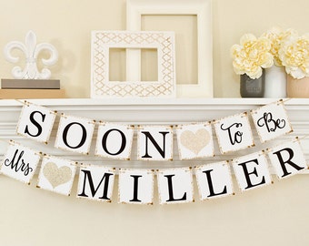 Bridal Shower Decorations, Bridal Shower Banner, Soon To Be Mrs Banner, Bachelorette Party, Champage Glitter Bridal Shower, B206