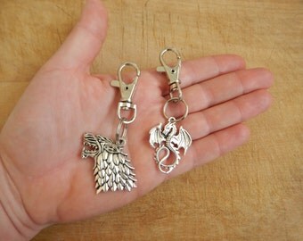 Direwolf Bag Charm - Dragon Purse Charm- One Game of Thrones Keychain
