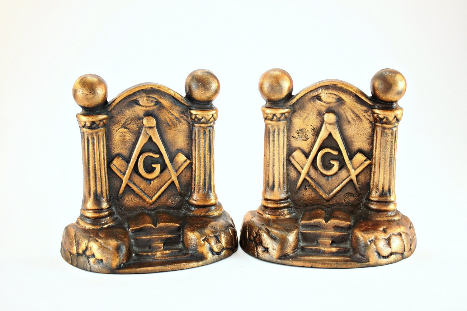 Bookends Masonic Bookends Freemason Bookends Vintage