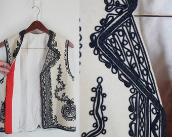 Oltenia, southern Romania vest,Kalotszegi Embroidery West Balkan Romanian Vest,Black Hand Embroidery Folk Athletic free shipping