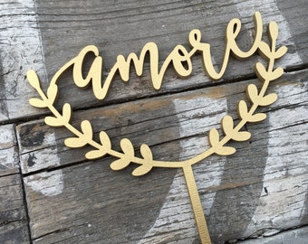 Amore Wedding Cake Topper | Modern Calligraphy | 6.0" inches | Unique Toppers Laser Cut by Ngo Creations