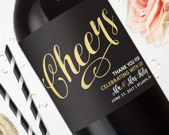 Wine Label Wedding Favors - Cheers Champagne Labels - Engagement Wine Favor - Bridal Shower - Bulk Wedding Favors