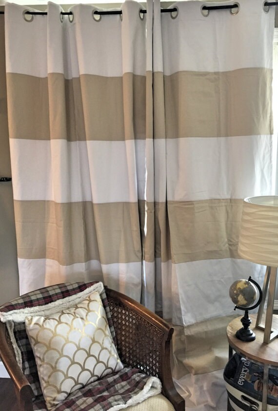 Brown and White Striped Curtains