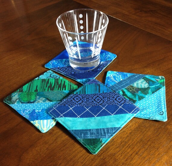 Quilted Coasters Set Set of 4 Beverage Coasters Wine Glass