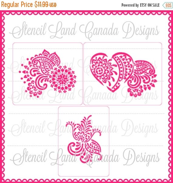 ON SALE Henna mehndi cake stencils decokit 3 pcs by Stenciland
