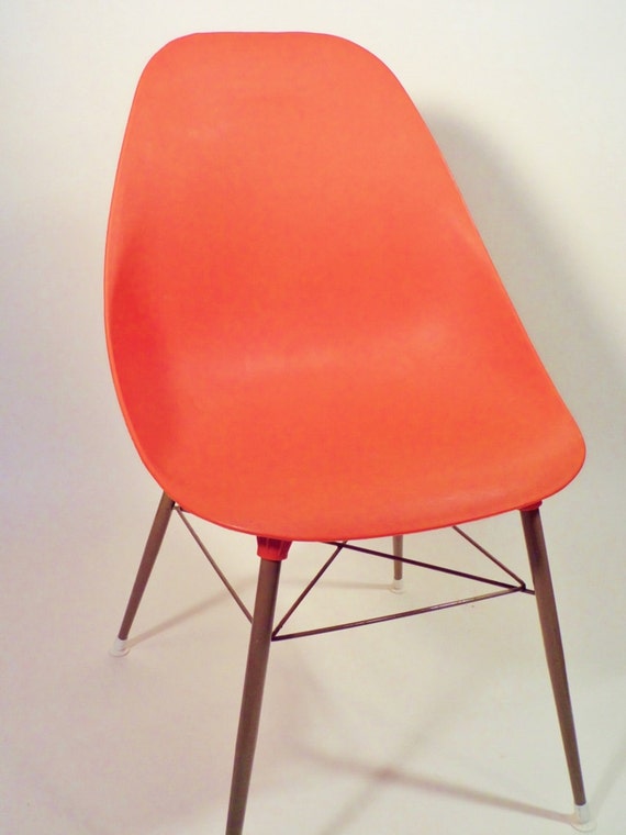 Mid Century Shell Chair Orange Sam Avedon Bucket Seat