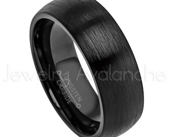 8mm dome tungsten ring black tungsten wedding band brushed finish black ip comfort fit - Tungsten Wedding Ring 8mm dome tungsten ring black tungsten wedding band brushed finish black ip comfort fit - Tungsten Wedding Ring