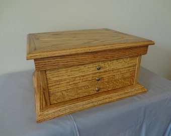 Handcrafted Solid Oak Jewelry Box