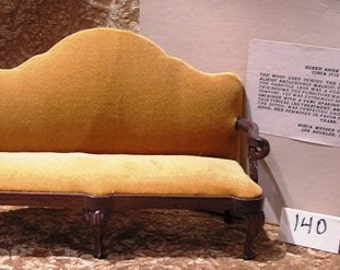 Miniature Sofa, Sonia Messer Queen Anne Handcarved Walnut (140)