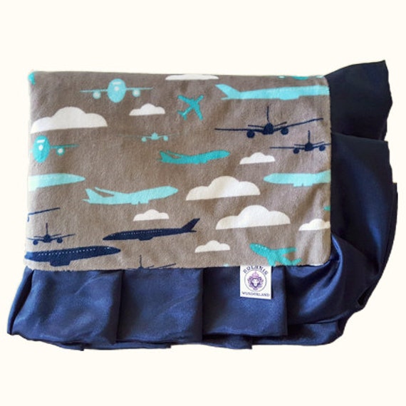 Airplane Baby Blanket Blue and Gray Baby Blanket The Sky