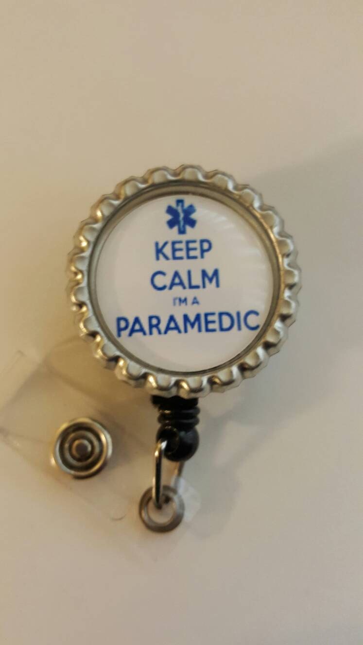 Keep Calm Paramedic Retractable Name Badge Holder Reel