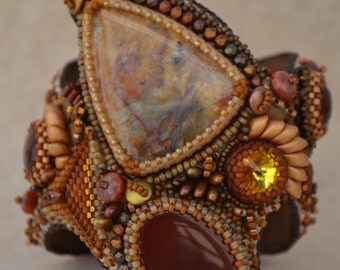 Bead Embroidered Bracelet Cuff, Bead Embroidery Bracelet Cuff, Beaded Bracelet Cuff, Bracelet Cuff, OOAK, Handmade