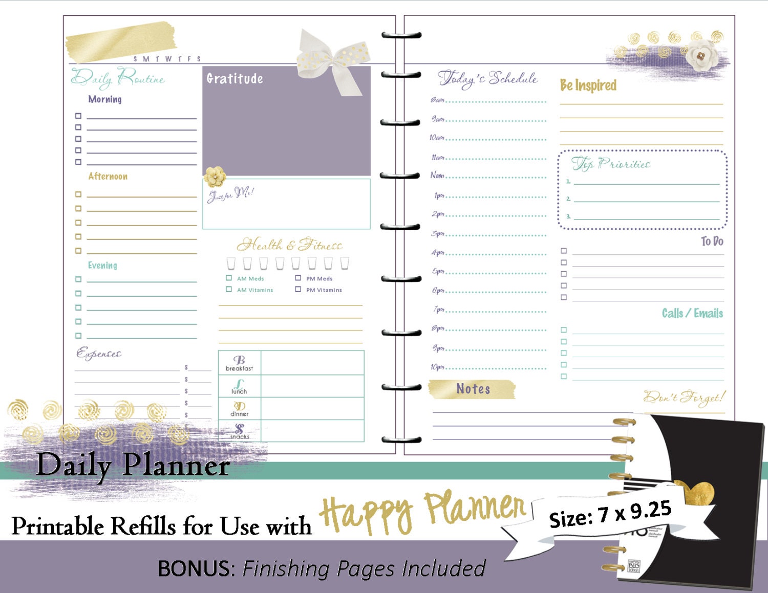 HAPPY PLANNER Daily Planner Refills Printable PDF Classic