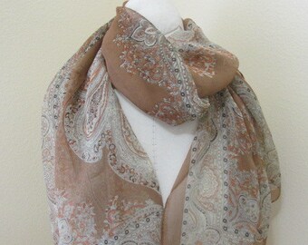 Silk Pasiley brown Scarf, perfect gift