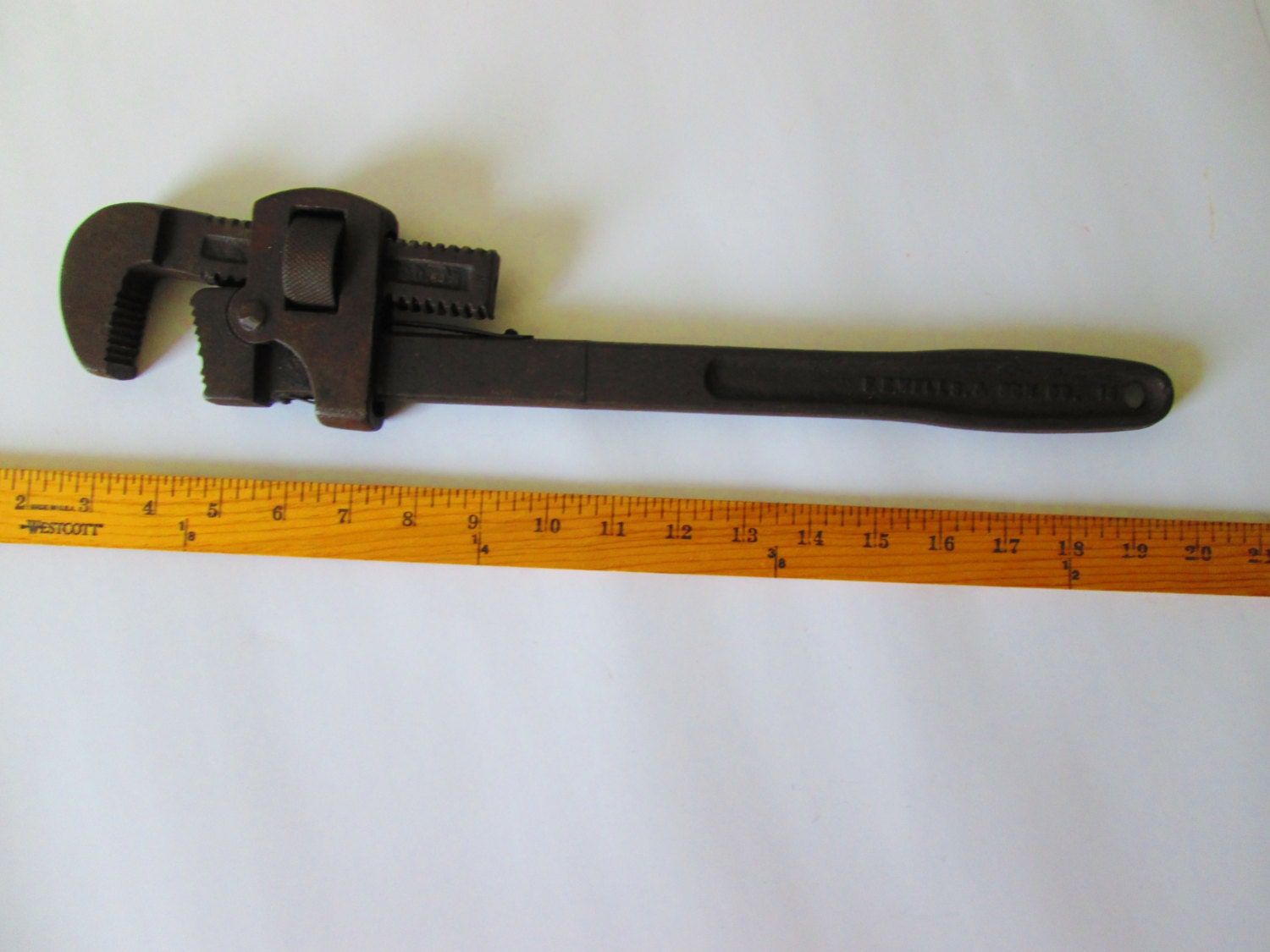 Antique Adjustable Wrench Vintage Pipe Wrenches F.E. Wells