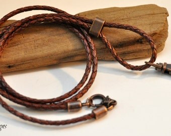 Rustic Leather Lanyard, Rustic Leather ID Holder, Rustic, ID Key Lanyard,Gift for Him,For Her, Mens Gift,Leather Badge Holder,Men,Key Holder