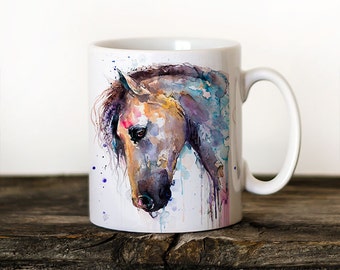 Horse Mug Watercolor Ceramic Mug Unique Gift Coffee Mug Animal Mug Tea Cup Art Illustration Cool Kitchen Art Printed mug bird