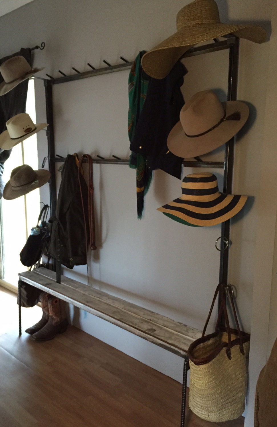 Country Style Coat & Hat Rack with bench