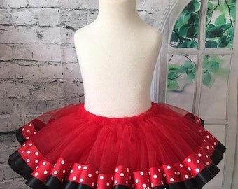Red and black tutu, red tutu, black tutu, polka dot tutu, Mickey tutu, Mickey Mouse tutu, Disney tutu, Mickey Mouse Birthday