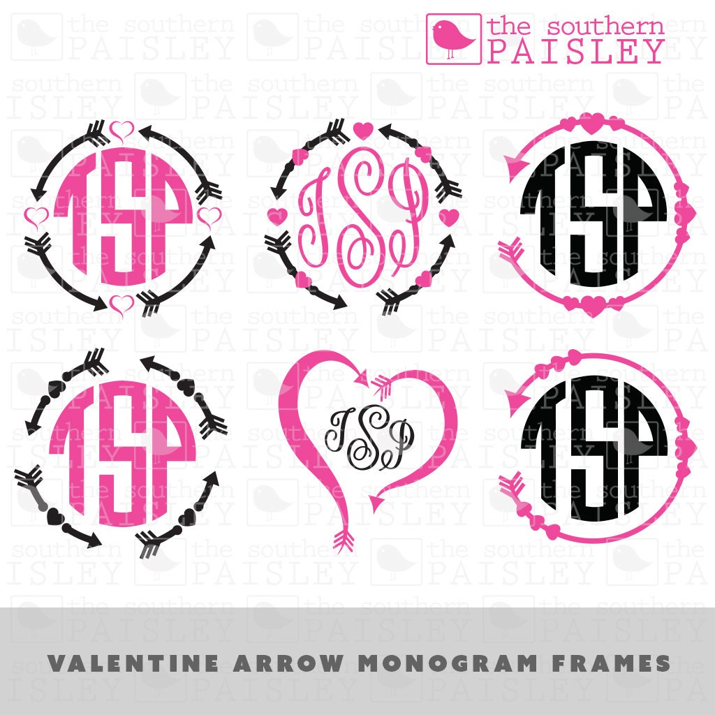 Download Valentine Arrow Monogram Frames .svg/.eps/.dxf/.ai for