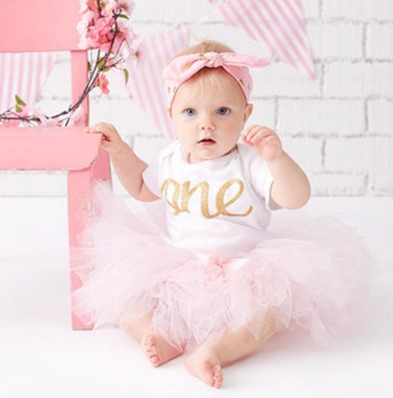 cute one baby pink birthday outfit