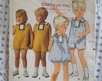 Vintage 60s Toddlers Playsuit Pattern Butterick 4812 Size 1/2 Breast 19 CUT