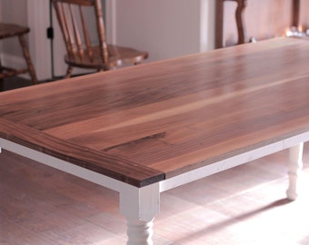 Classic Walnut Farmhouse Dining Table with Handturned Legs & Breadboard Ends