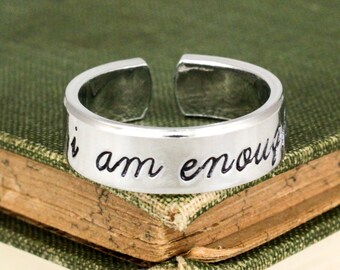 I Am Enough Ring - Script Font