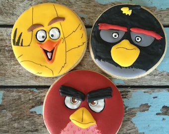 Angry Bird Movie custom decorated cookies - 1 Dozen