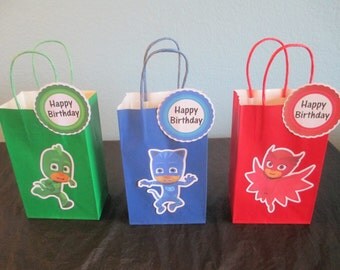 PJ Masks goody bags(10)pj masks favor bags,pj masks birthday,pj masks party,pj masks gift bags,pj masks favors,pj masks treat bags,pj mask