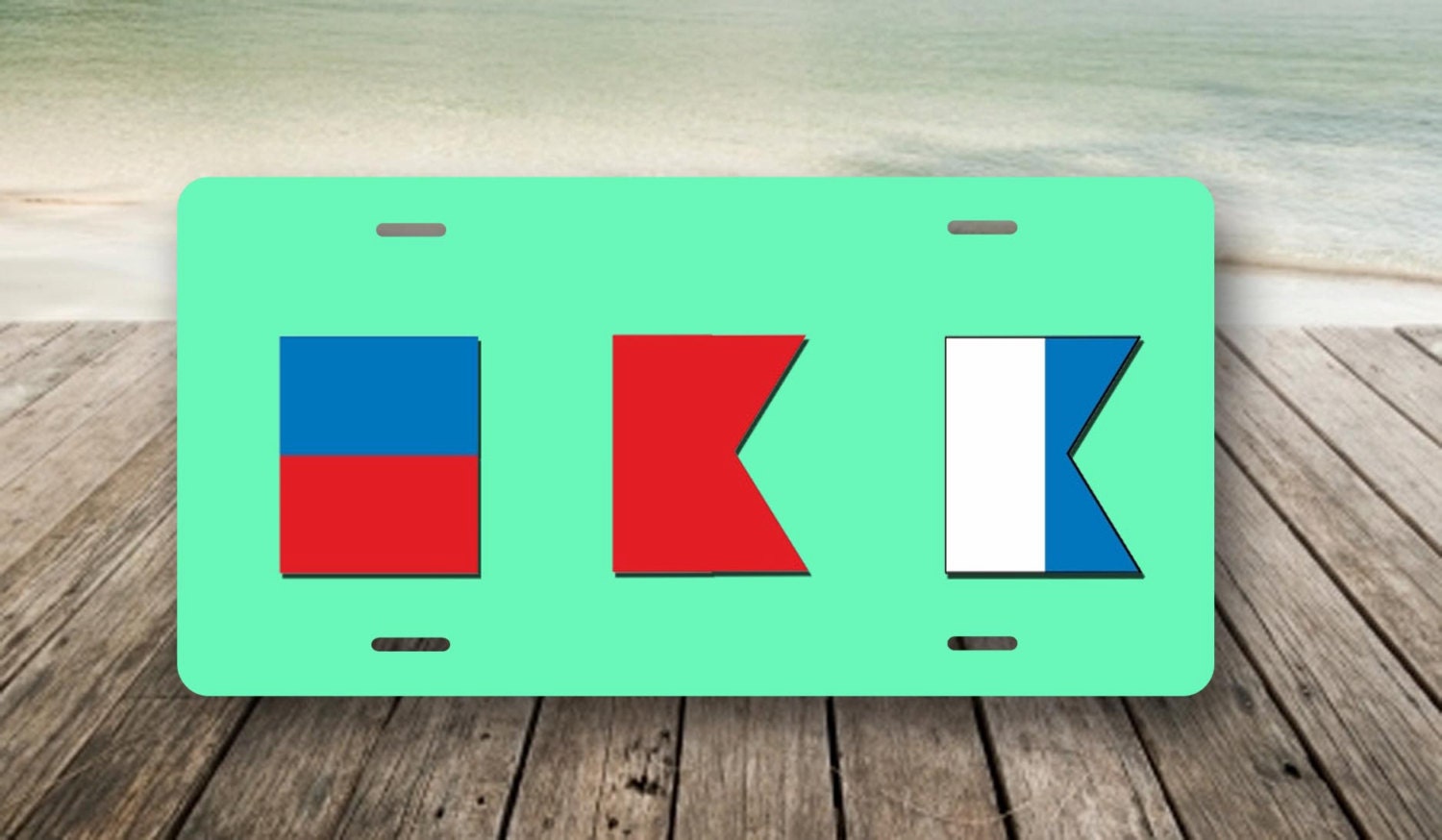 Custom License Plate. Nautical Flag License Plate. Monogram