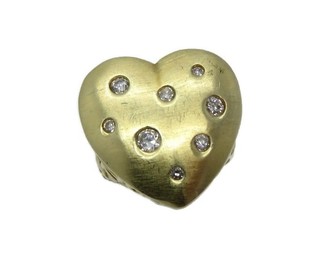 Sterling Silver Heart Ring, Vintage Gold Plated Silver Love Heart Ring, Size 7 Gift Box, Perfect Gift